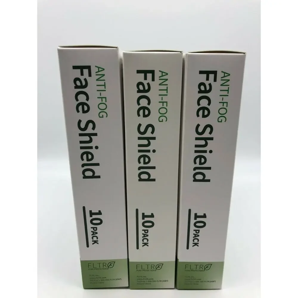 FLTR Pure Protection Anti-Fog Face Shields 10-pack Barrier Comfort Lot of 3